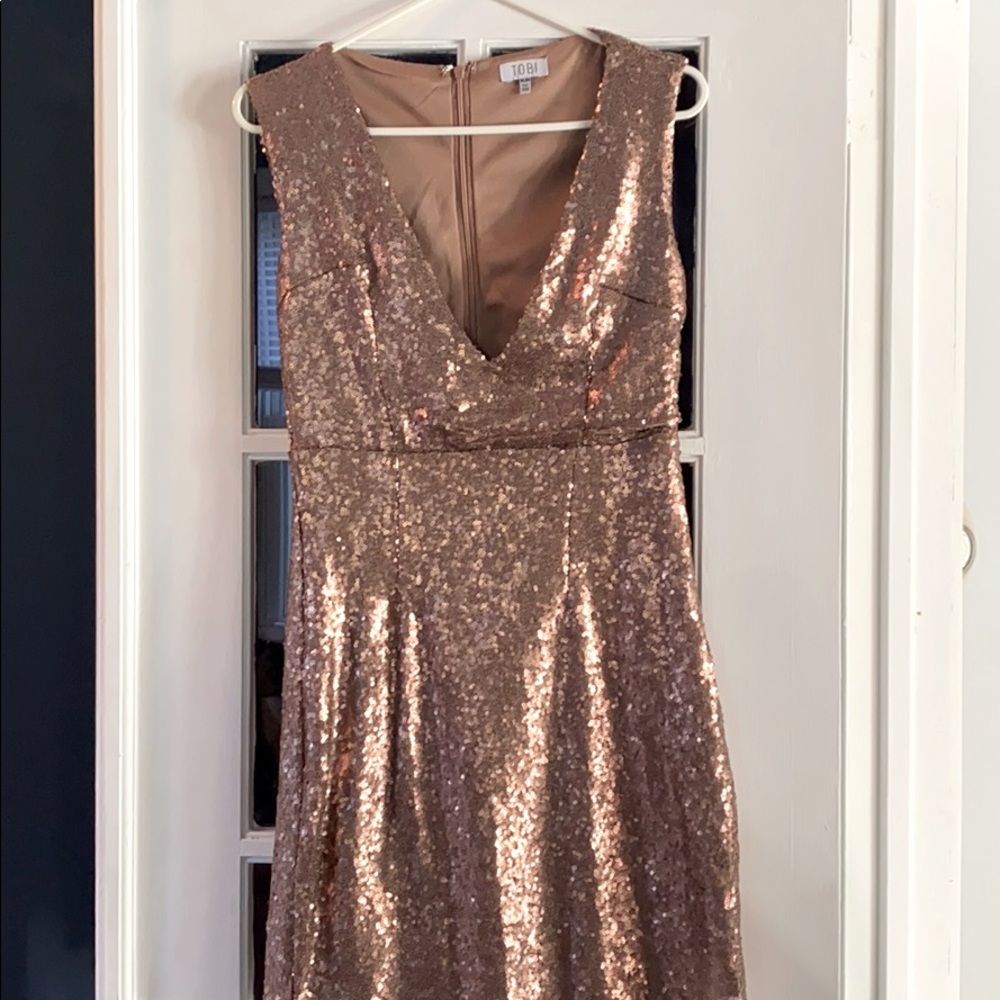 TOBI Bodycon Gold Sequin Dress, Size Medium